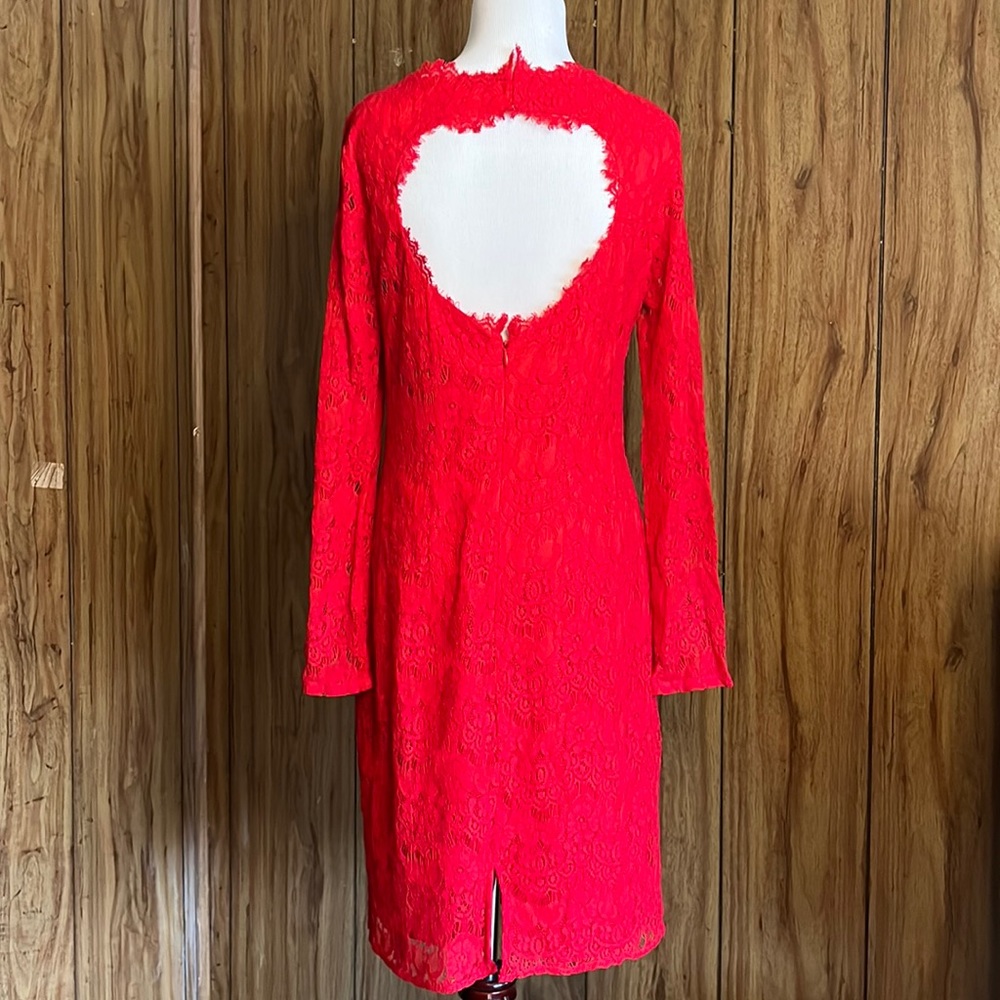 JS Collection Red Lace Cocktail Dress